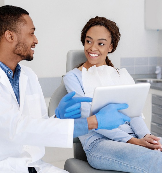 Woman smiling at the dentist